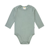 Baby Body Langarm - gerippt, Granit Grün - Lässig