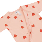 Baby Schlafoverall - Bio Baumwolle, Hearts Peach Rose - Lässig