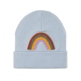 Beanie Mütze Kinder - Merino Wolle, Little Gang, Regenbogen Hellblau - Lässig