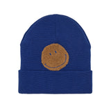 Beanie Mütze Kinder - Merino Wolle, Little Gang, Smile blau - Lässig