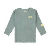 Kinder Langarm Shirt gerippt - granit grün - Lässig