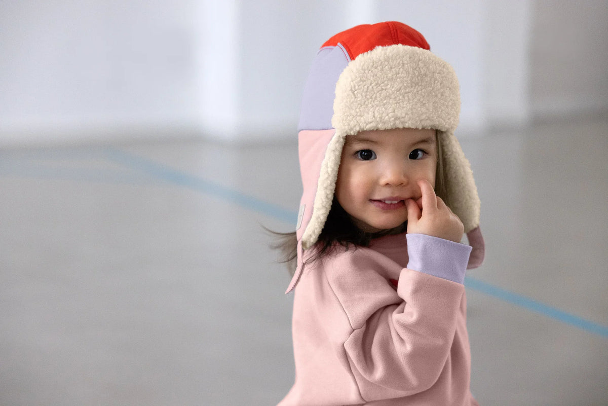 Kinder Wintermütze Teddy - Herz, Rosa - Lässig