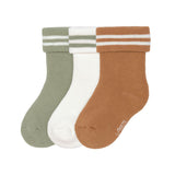 Baby Socken Frottee 3er Set - Little Gang, Gestreift Khaki Karamell - Lässig