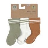 Baby Socken Frottee 3er Set - Little Gang, Gestreift Khaki Karamell - Lässig