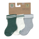 Baby Socken Frottee 3er Set - Little Gang, Gestreift Blau - Lässig
