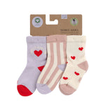 Kinder Tennis Socken 3er-Set - Bio Baumwolle, Herz - Lässig