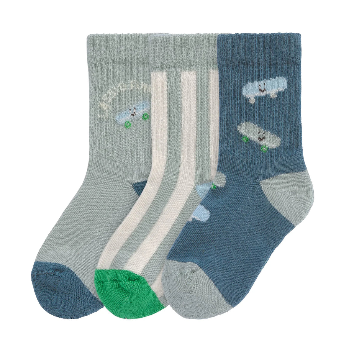 Kinder Tennis Socken 3er-Set - Bio Baumwolle, Skateboard - Lässig