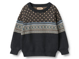 Jaquard Pullover Julius navy - Wheat