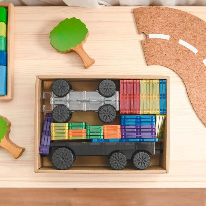 Magnetbausteine Tiles Regenbogen-Transportpaket - 50 Stück - Connetix