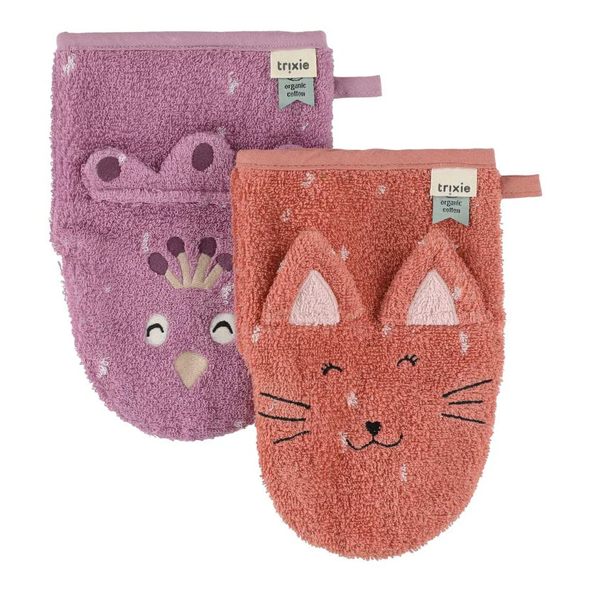 Waschhandschuh 2-pack | Mrs. Cat - Mrs. Peacock - Trixie Baby