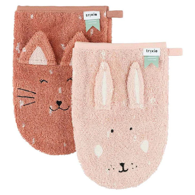 Waschhandschuh 2-pack | Mrs. Cat - Mrs. Rabbit - Trixie Baby