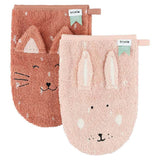 Waschhandschuh 2-pack | Mrs. Cat - Mrs. Rabbit - Trixie Baby