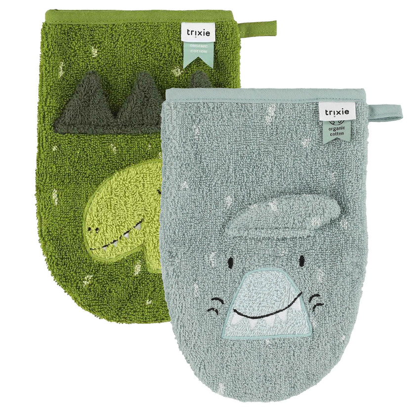 Waschhandschuh 2-pack | Mr. Shark - Mr. Dino - Trixie Baby