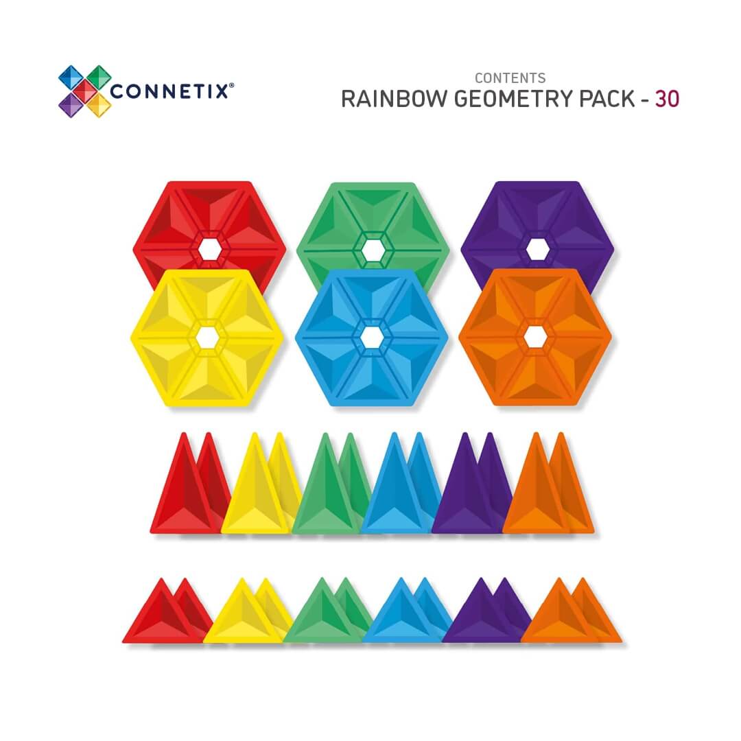 Magnetbausteine Rainbow Geometrie Pack - 30 Teile - Connetix