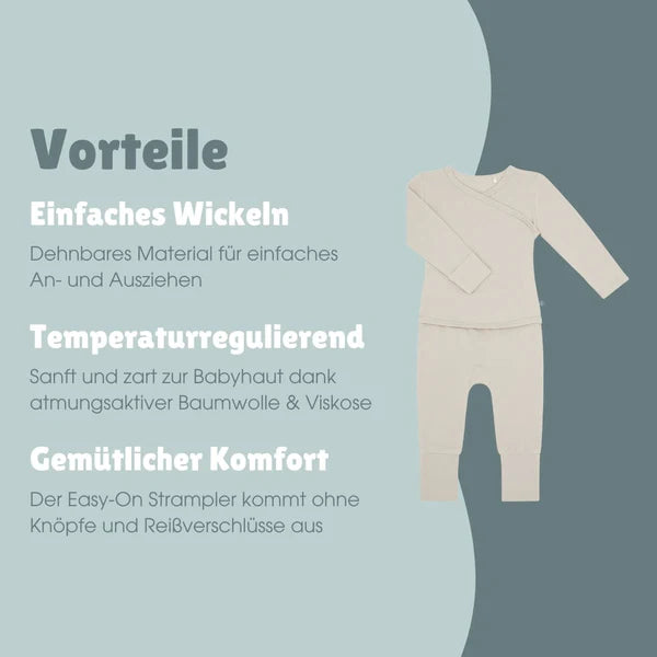 Langarm Easy-on Strampler essential beige - emma & noah