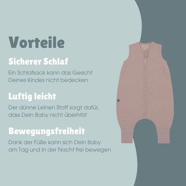 stoff schlafsack Leinen Schlafsack mit Füßen 0.5 TOG Essential Berry versch. Längen