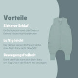 Leinen Schlafsack mit Füßen 0.5 TOG Essential mint versch. Längen - emma & noah