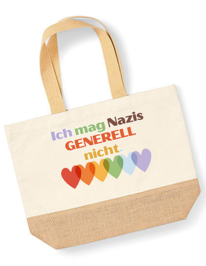 Canvas-Shopper  mit Aufdruck "Ich mag N*Z*S generell nicht" -  in Kooperation mit seiten.verkehrt