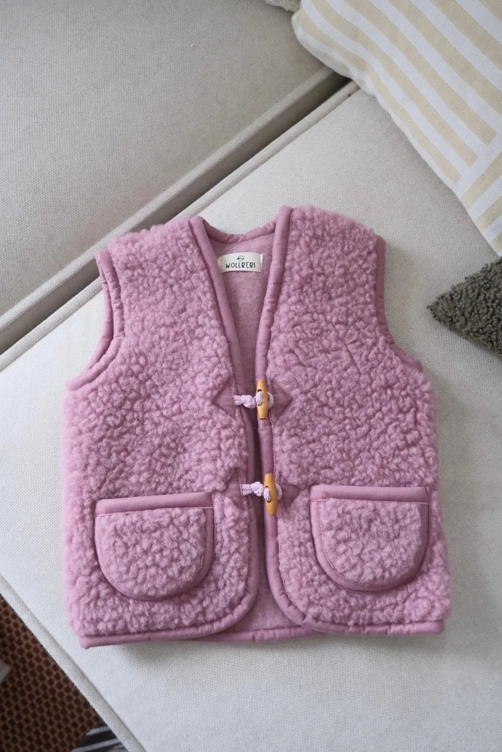 Wollweste "Vintage" Kids puderrosa - Wollbebi