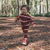 Langarmshirt - tie dye stripe - maroon - Your Wishes