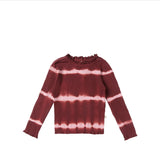 Langarmshirt - tie dye stripe - maroon - Your Wishes