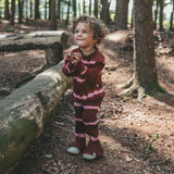 Flared Leggings - tie dye stripe - maroon - Your Wishes