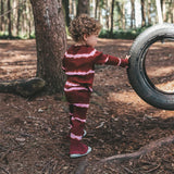 Flared Leggings - tie dye stripe - maroon - Your Wishes