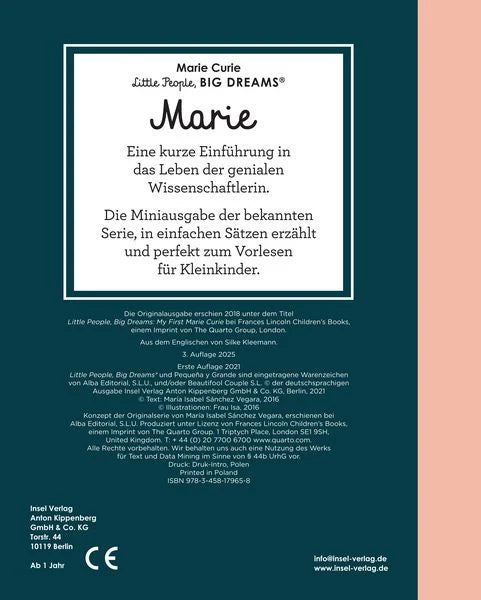 Marie Curie – Little People, BIG DREAMS. Mini - Little People, Big Dreams