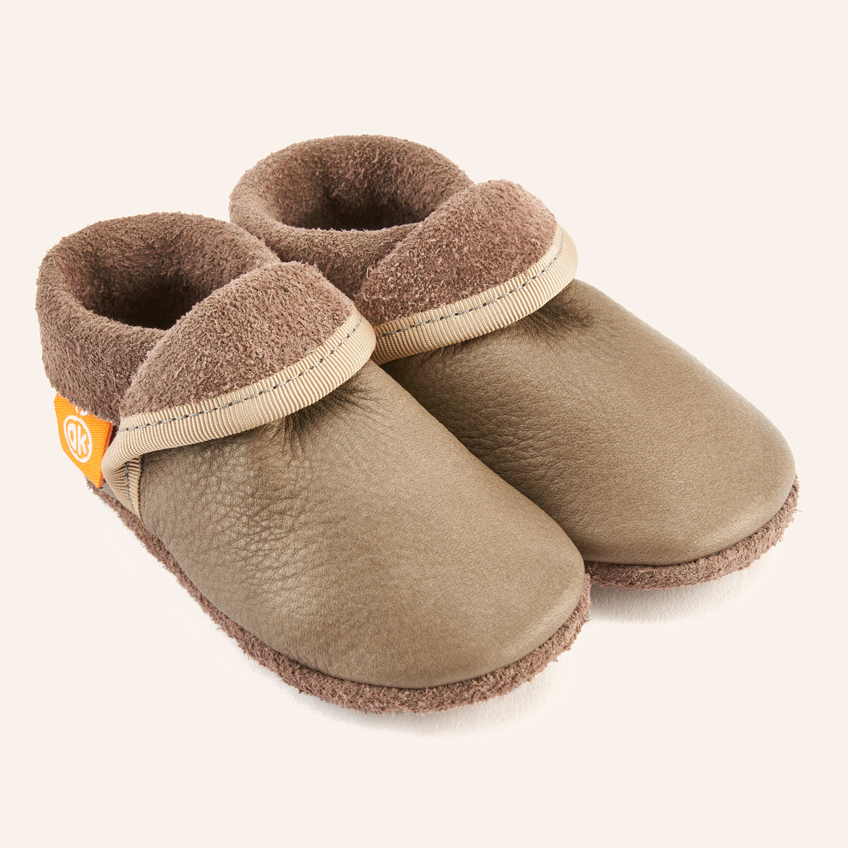 Leder-Hausschuh Klassik beige - Orangenkinder