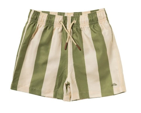 Badeshort wide stripes - Iguana - Salted Stories