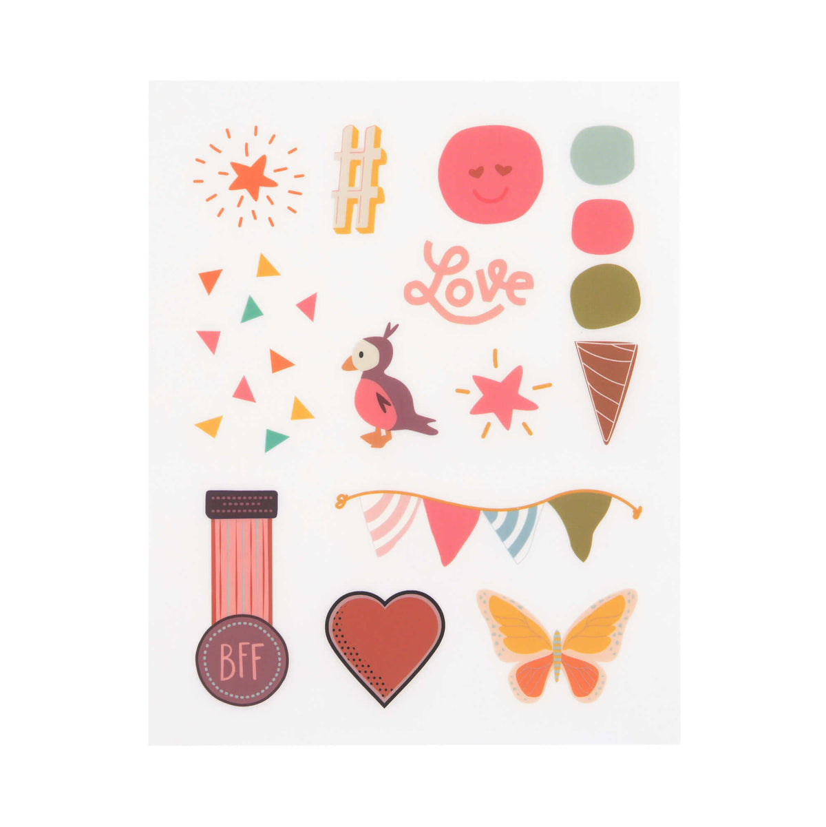 Transfer Sticker (3 Stk) - Rub on, Happy - Lässig