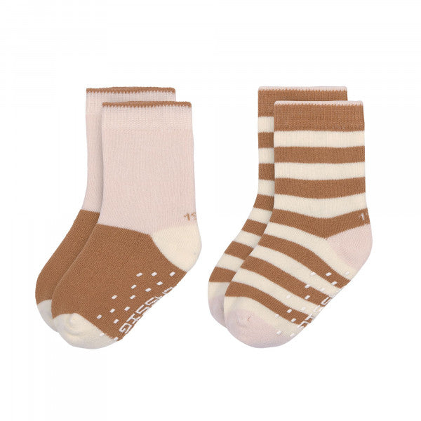 Kinder Antirutsch-Socken (2er-Pack) - GOTS Socks, rosa karamel - Lässig