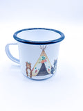 Emaille-Becher "Waldtiere Tipi" - personalisierbar